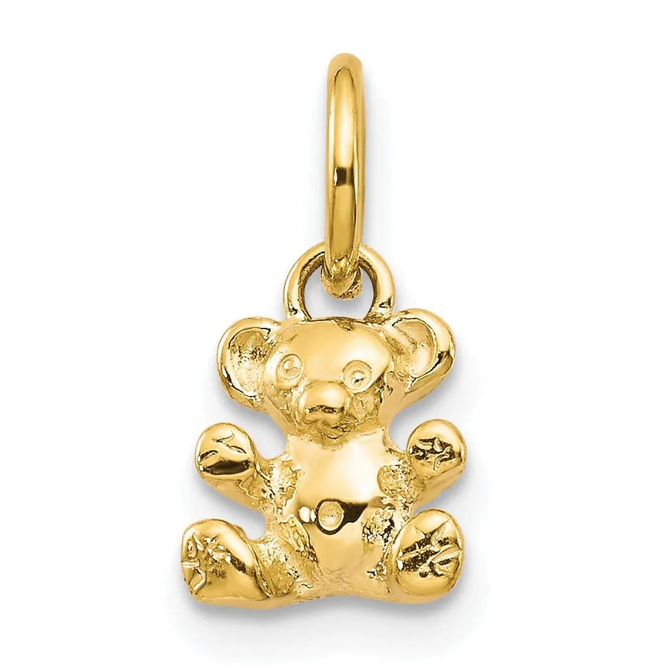 14k Yellow Gold Polished Teddy Bear Pendant