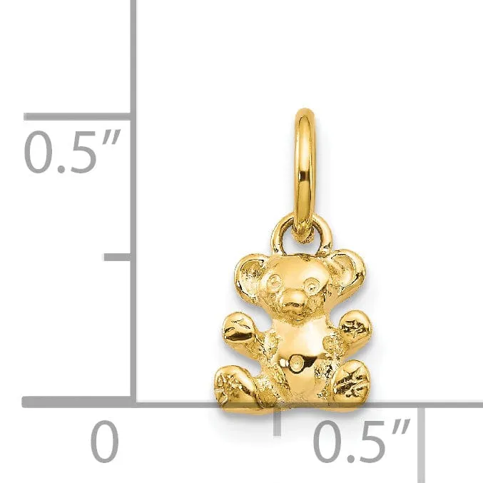 14k Yellow Gold Polished Teddy Bear Pendant