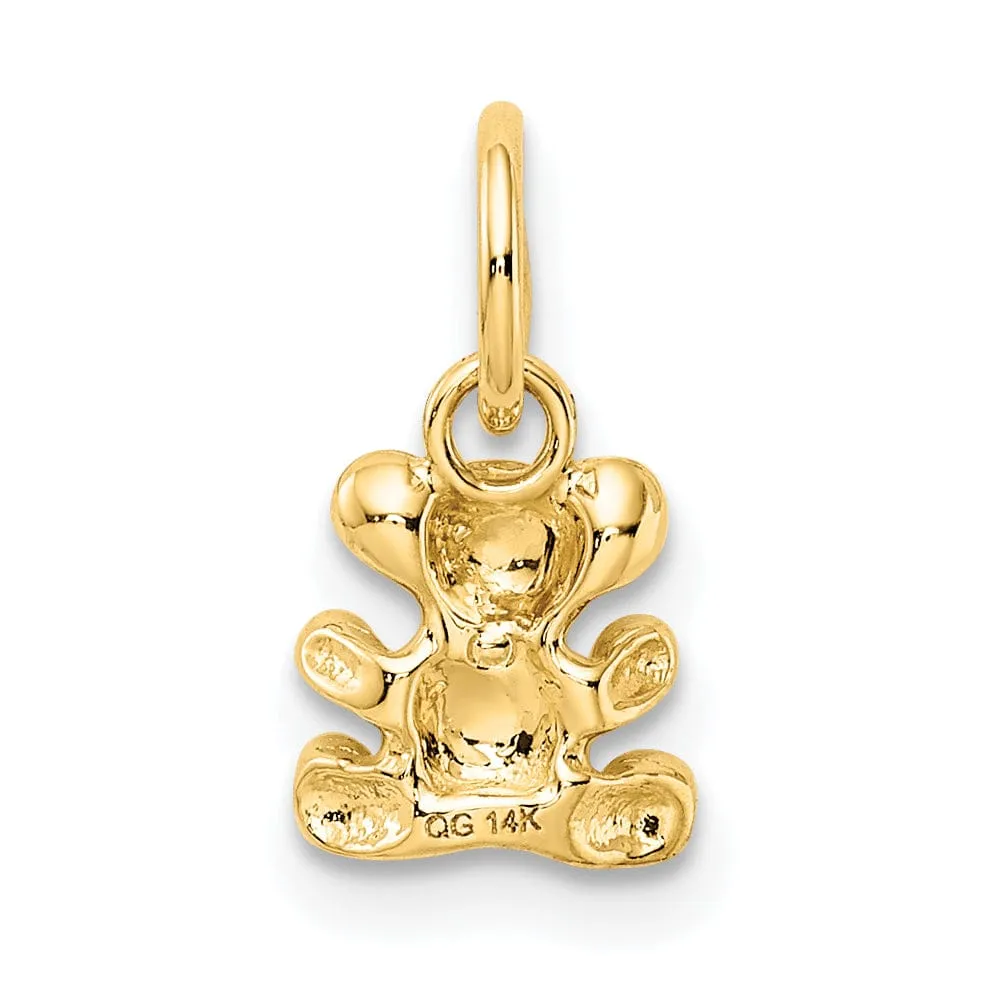 14k Yellow Gold Polished Teddy Bear Pendant