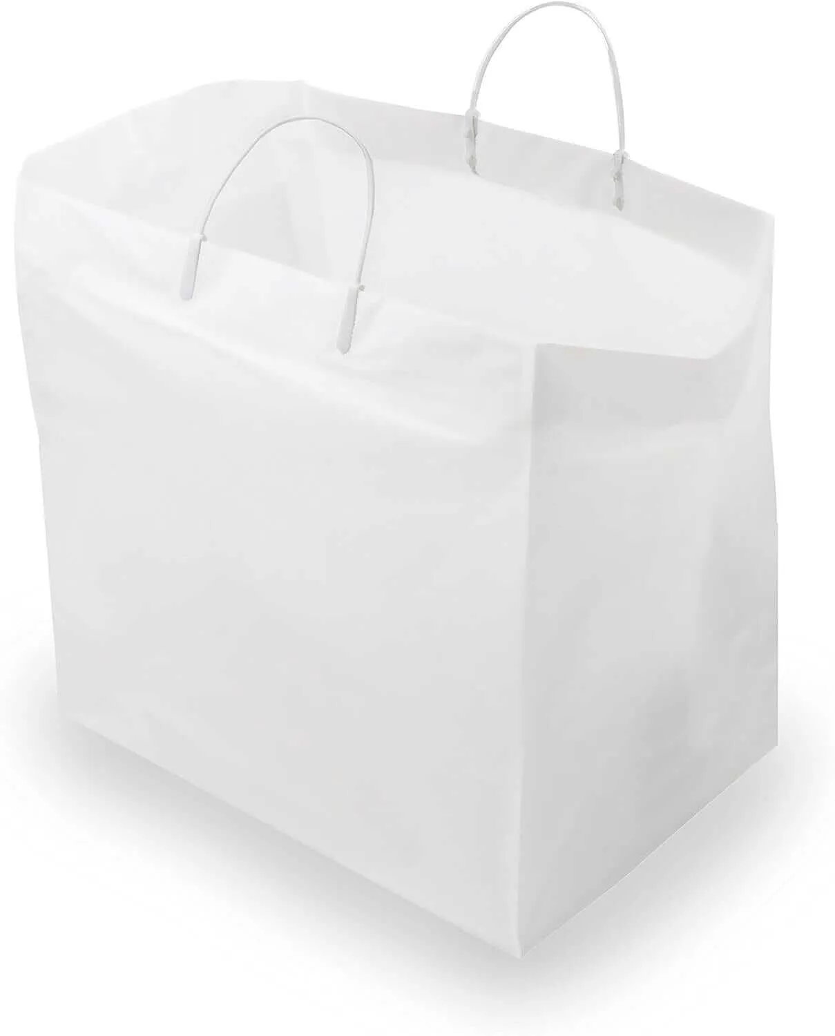 14x10x14.75 Solid White Plastic Bags with Clip Loop Handles