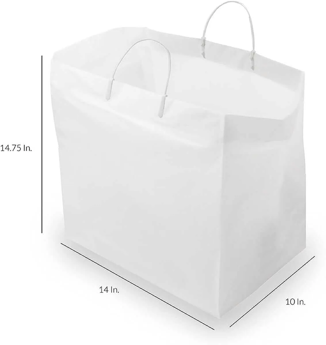 14x10x14.75 Solid White Plastic Bags with Clip Loop Handles