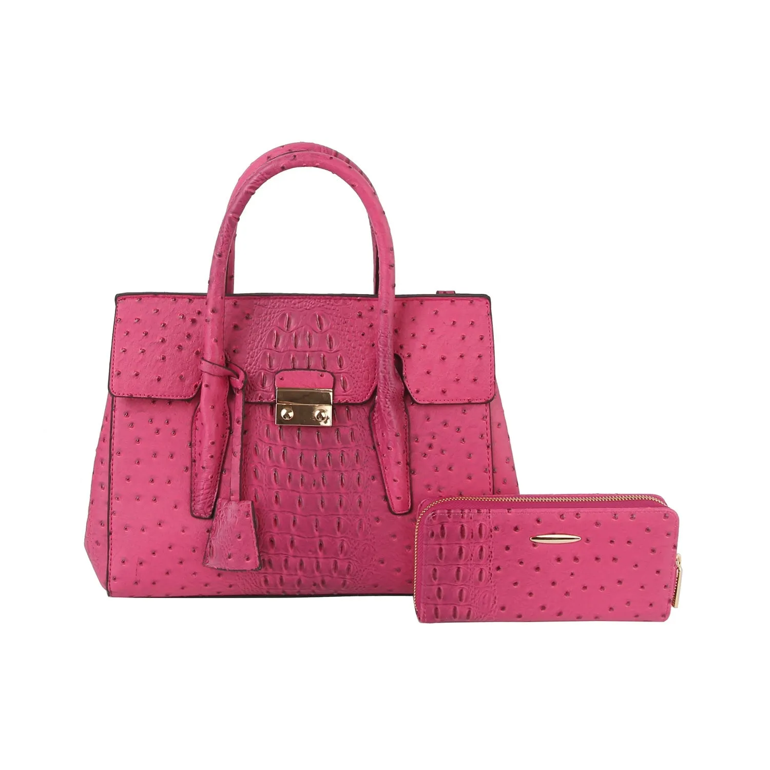 2 in 1 crocodile texture matching top handle bag and purse set