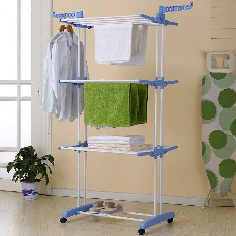 3 Layer Clothes Drying Racks-Blue