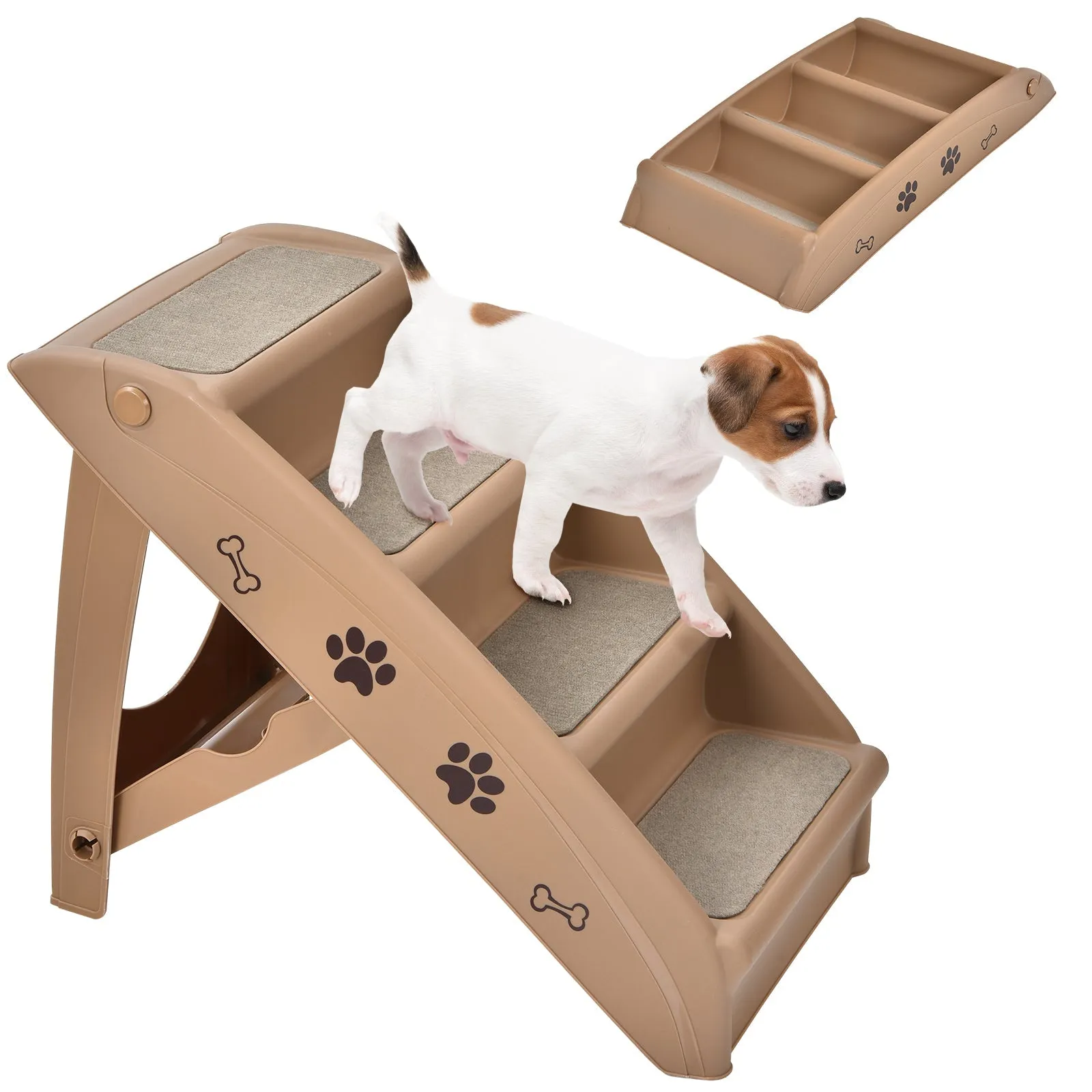 4-Step Pet Stairs with Non-slip Foot Pads-Coffee