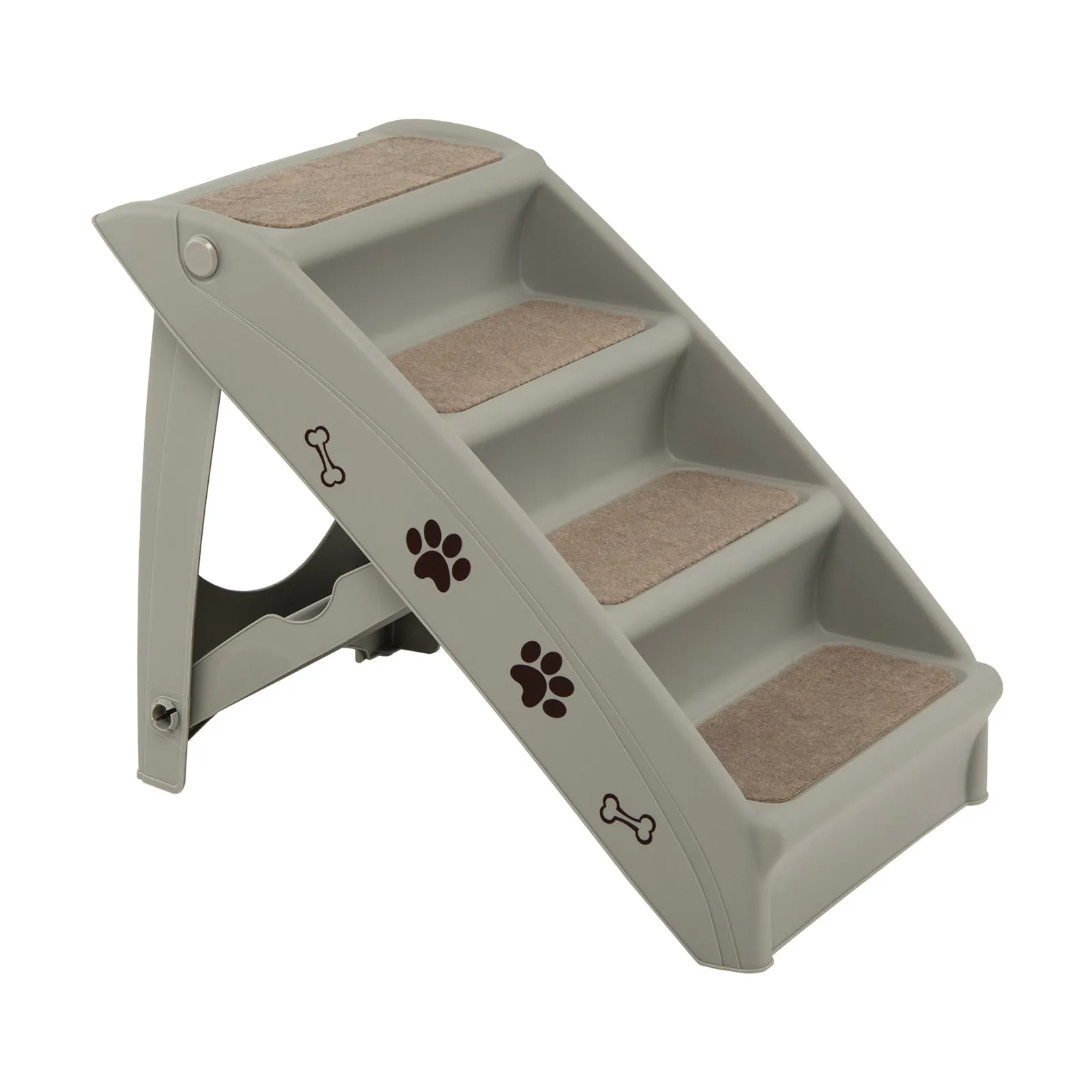 4-Step Pet Stairs with Non-slip Foot Pads-Grey