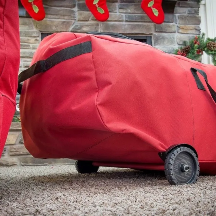 56" Red EZ Roller Christmas Tree Storage Bag with Wheels