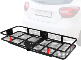 60" x 24" x 6.5" Hitch Mounted Folding Cargo Carrier, 500LBS Capacity Heavy Duty Basket Rack, Fit 2" Receiver Hitch