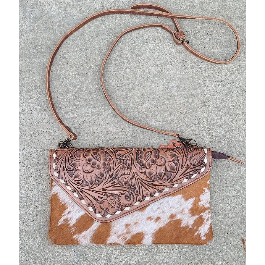 American Darling Cowhide Tooled Clutch/Crossbody