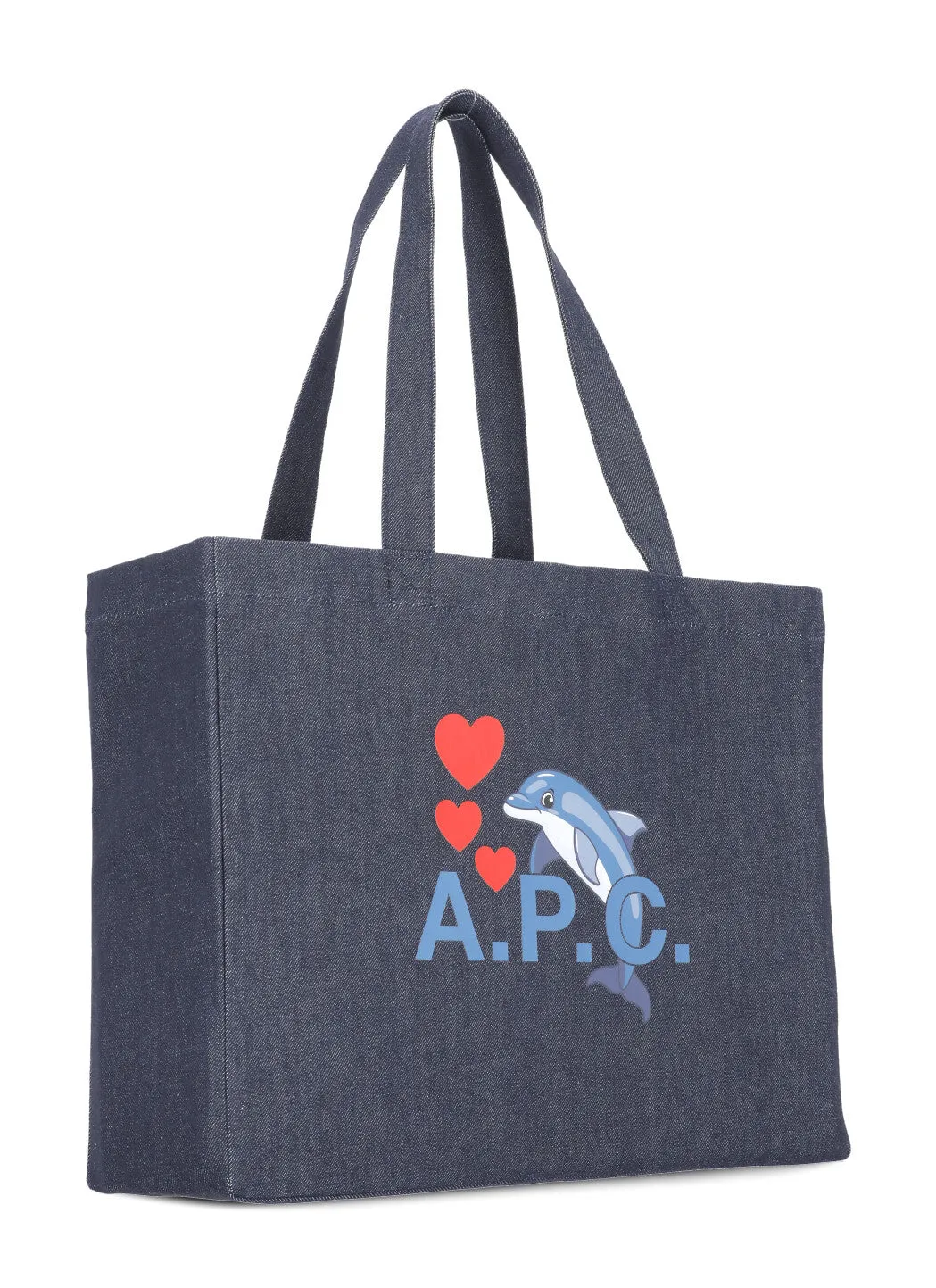 A.P.C. Graphic Printed Denim Shopping Bag