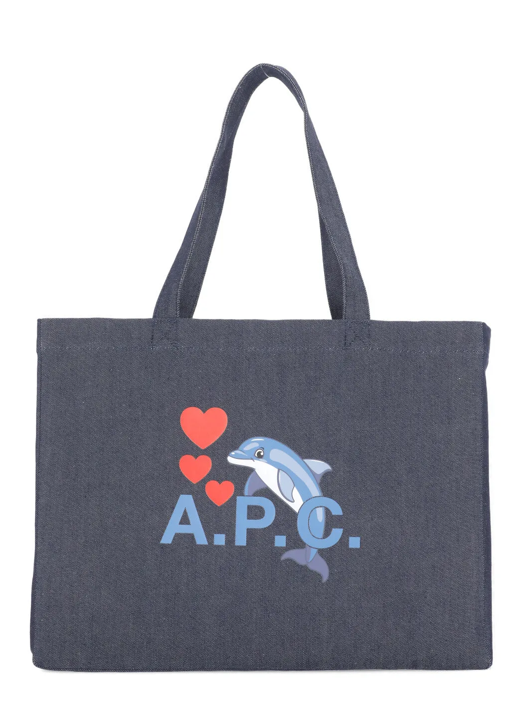 A.P.C. Graphic Printed Denim Shopping Bag