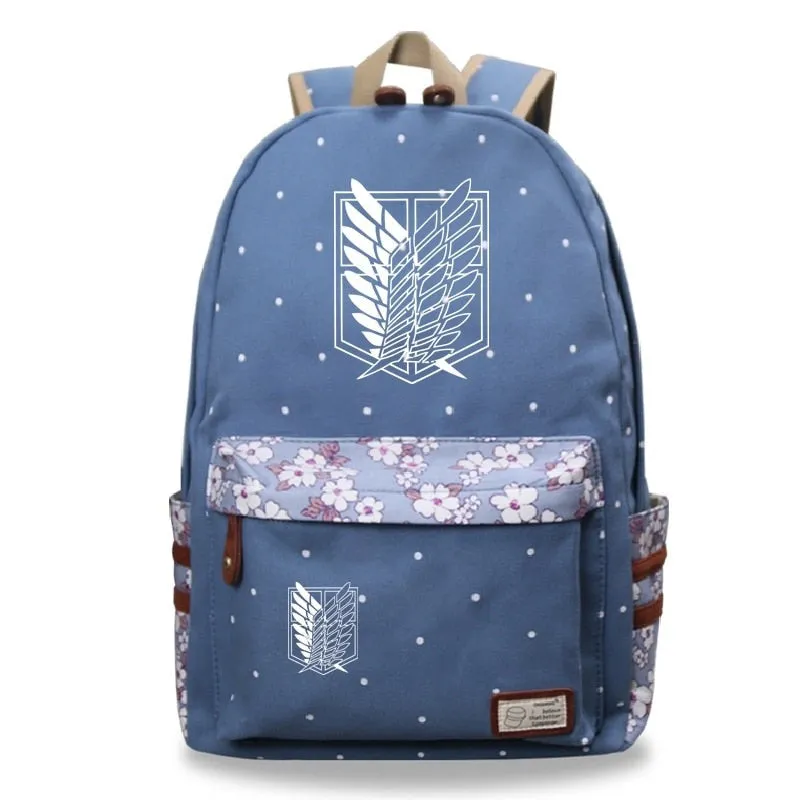 Attack on Titan Wings of Freedom Floral Design Backpacks