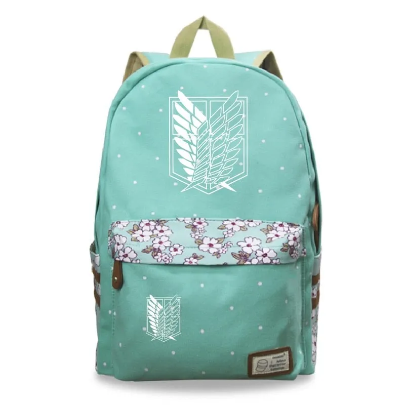 Attack on Titan Wings of Freedom Floral Design Backpacks