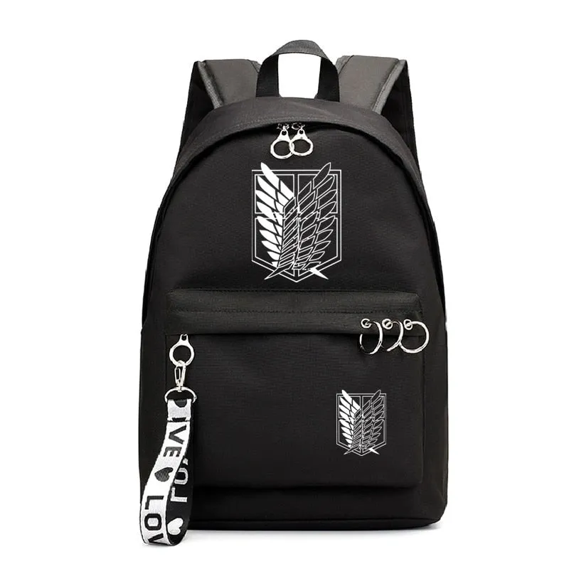 Attack on Titan Wings of Freedom Floral Design Backpacks