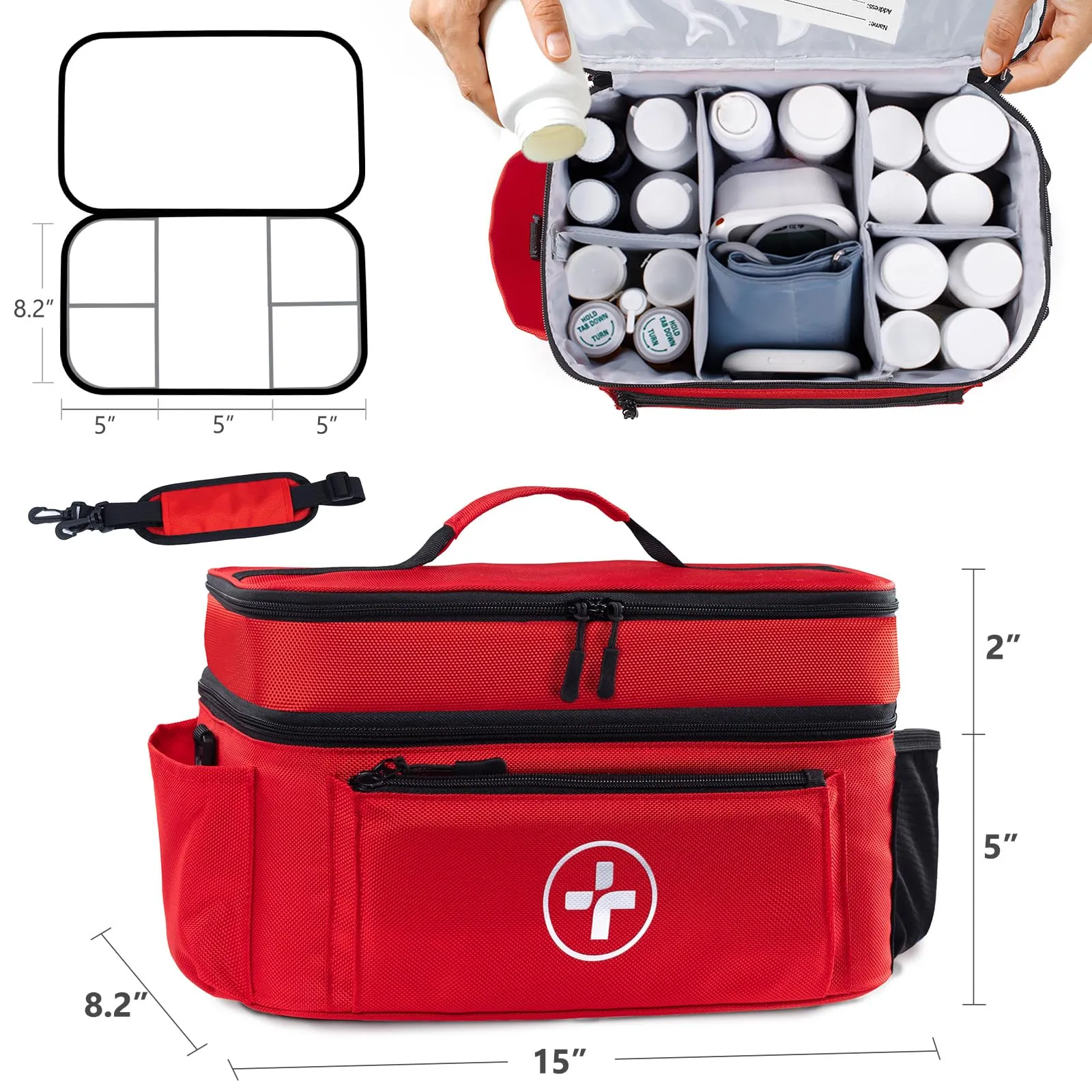 BAGSFY Travel Medicine Bag Organizer-Medicine Organizer Storage-Pill Bottle Organizer Storage-Medication Organizer for Home-Medicine Kit-Travel First Aid Kit Bags Empty-Travel Emergency Kit(Bag Only)