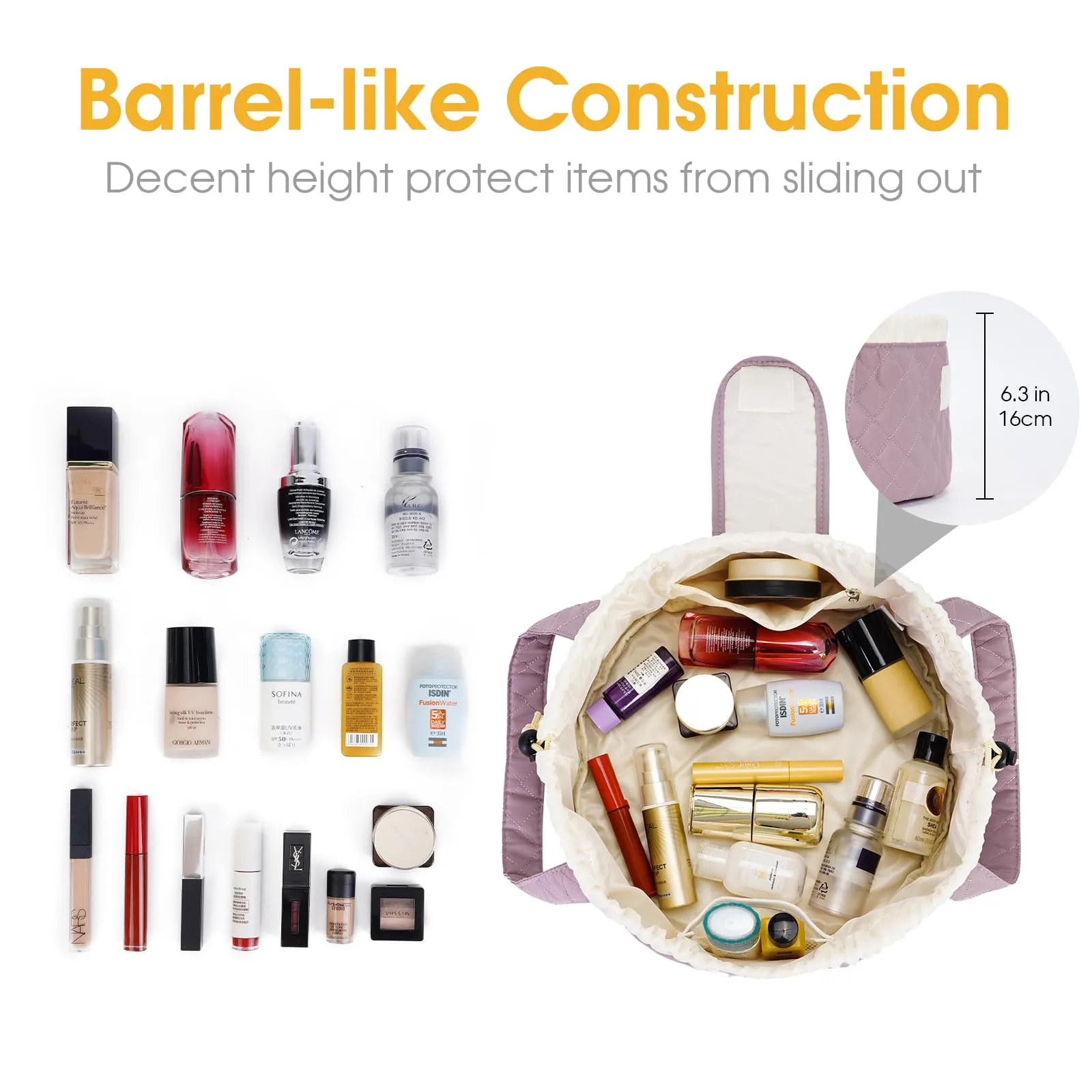 Barrel Drawstring Toiletry Makeup Bag