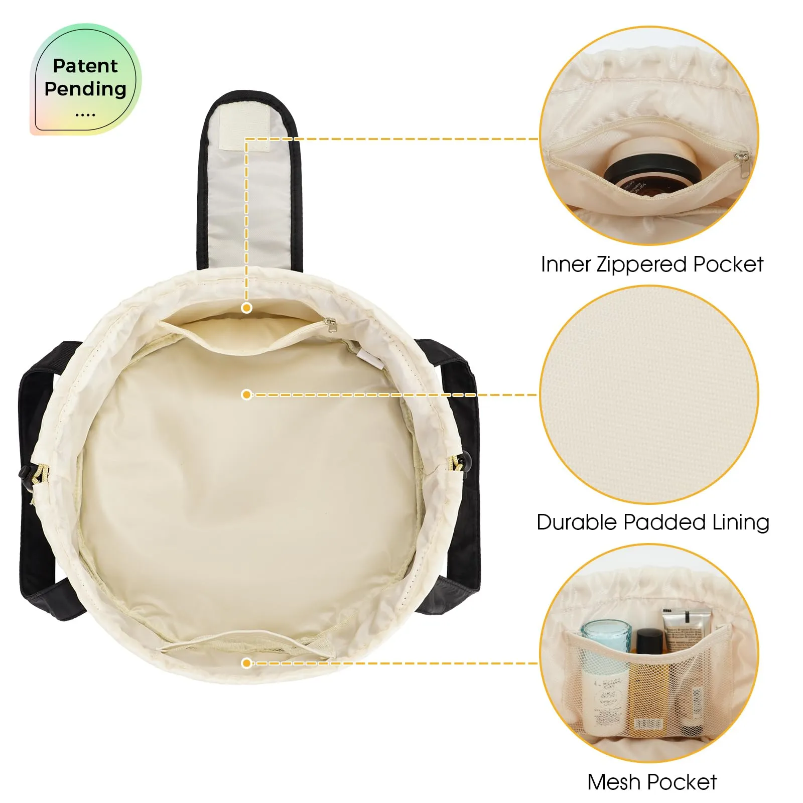 Barrel Drawstring Toiletry Makeup Bag