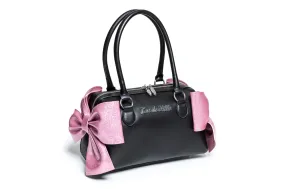 Bashful Blush & Black Matte Double Bow Tote