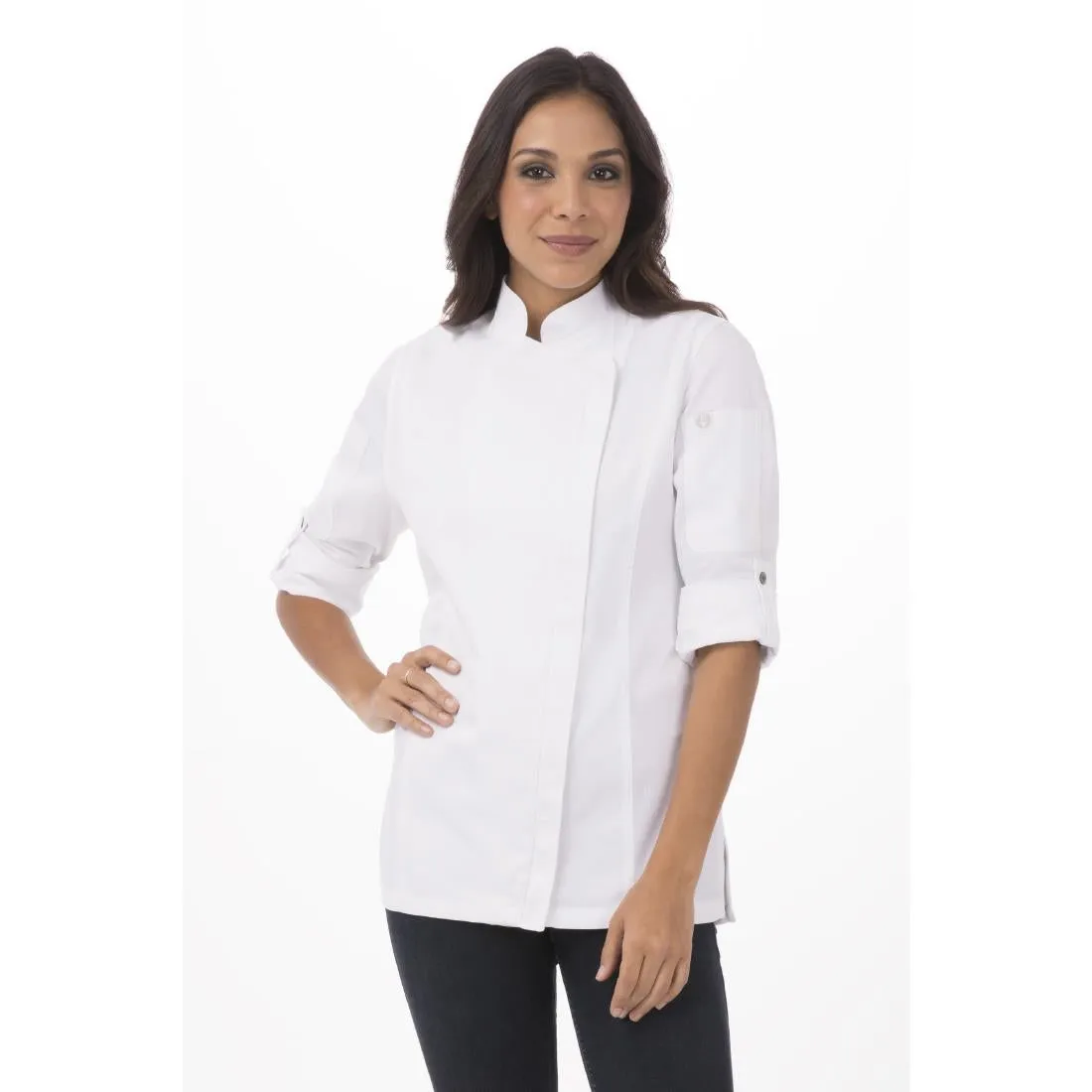 BB271-L Chef Works Urban Womens Hartford Lightweight L/S Zipper Coat White - Size L