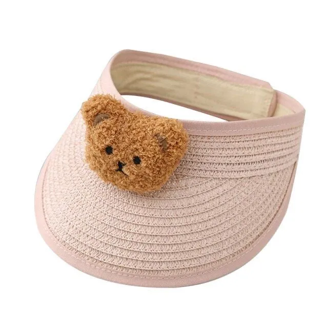 Bear Baby Straw Visor Pink