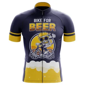 Bike For Beer Navy Men's Short Sleeve Cycling Jersey