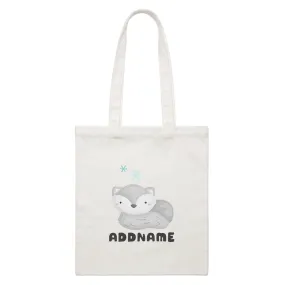 Birthday Winter Animals Lazy Snow Fox Addname White Canvas Bag