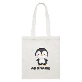 Birthday Winter Animals Small Penguin Addname White Canvas Bag