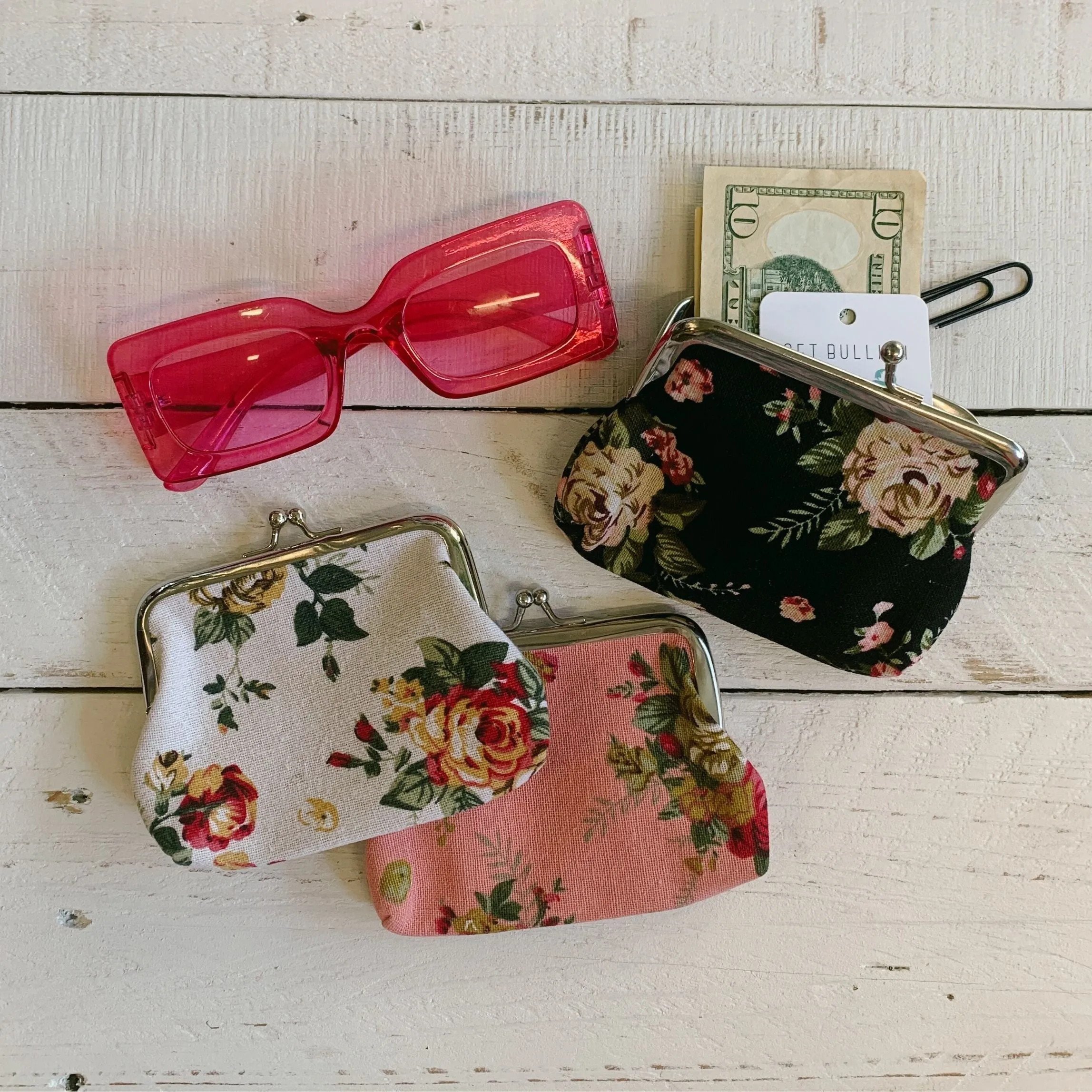 Black Floral Coin Purse | Cute Small Trinkets Storage