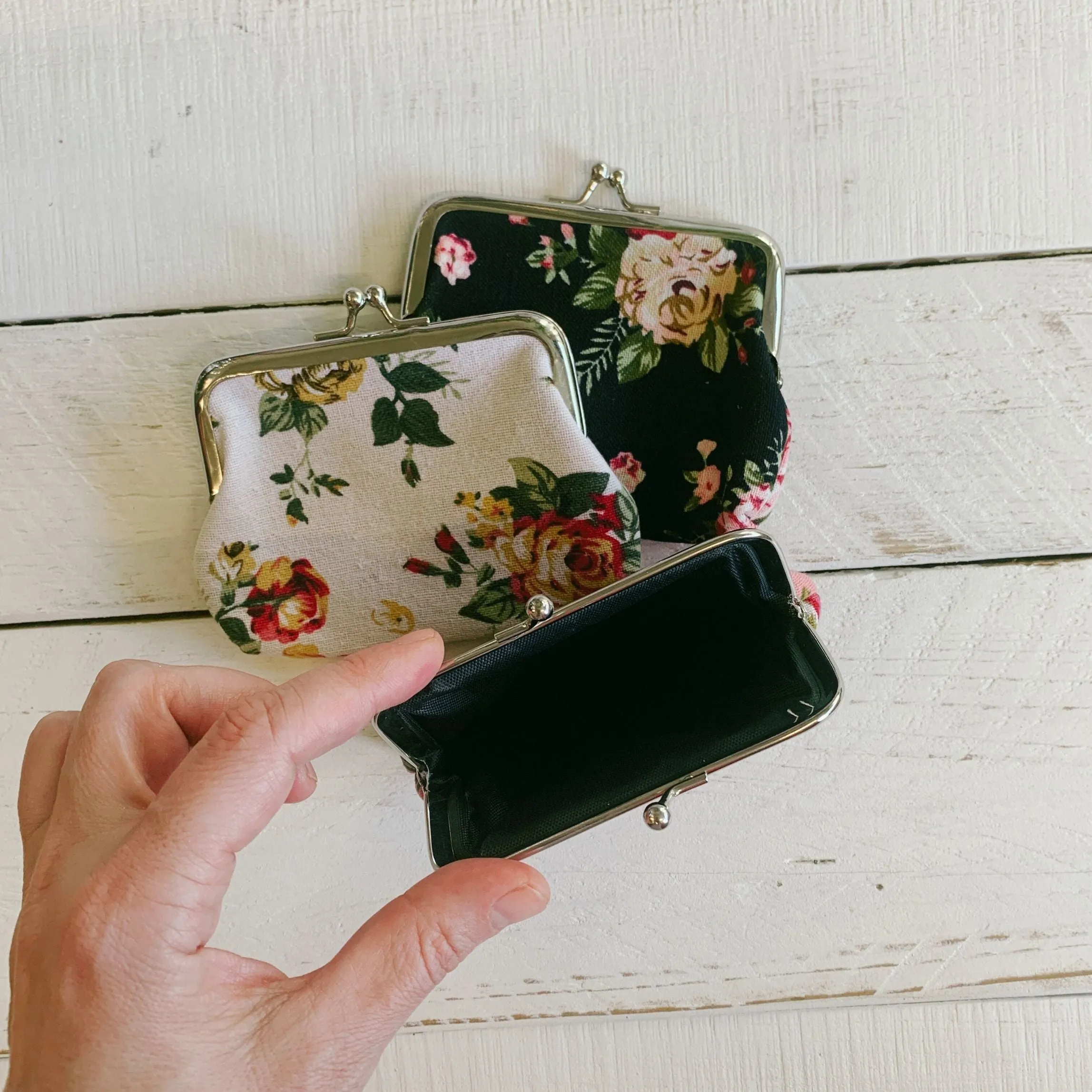 Black Floral Coin Purse | Cute Small Trinkets Storage