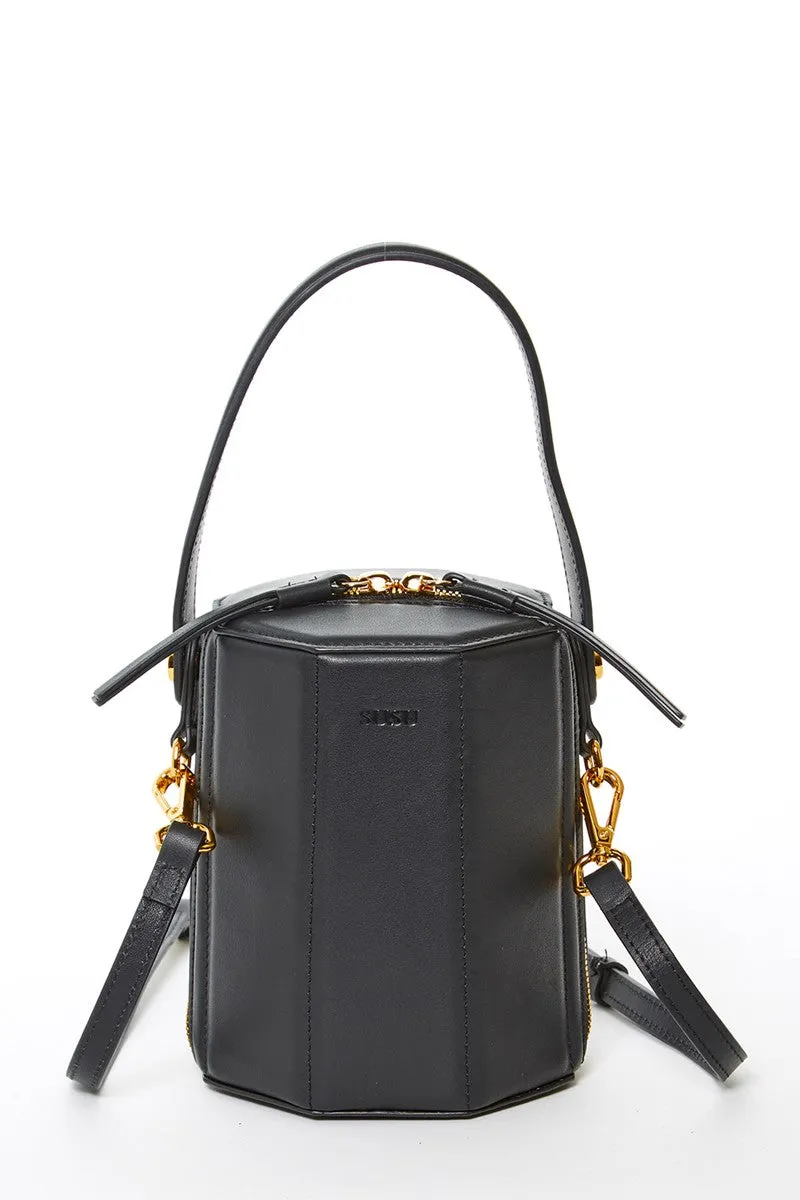 Black Harper Orange Leather Bucket Bag