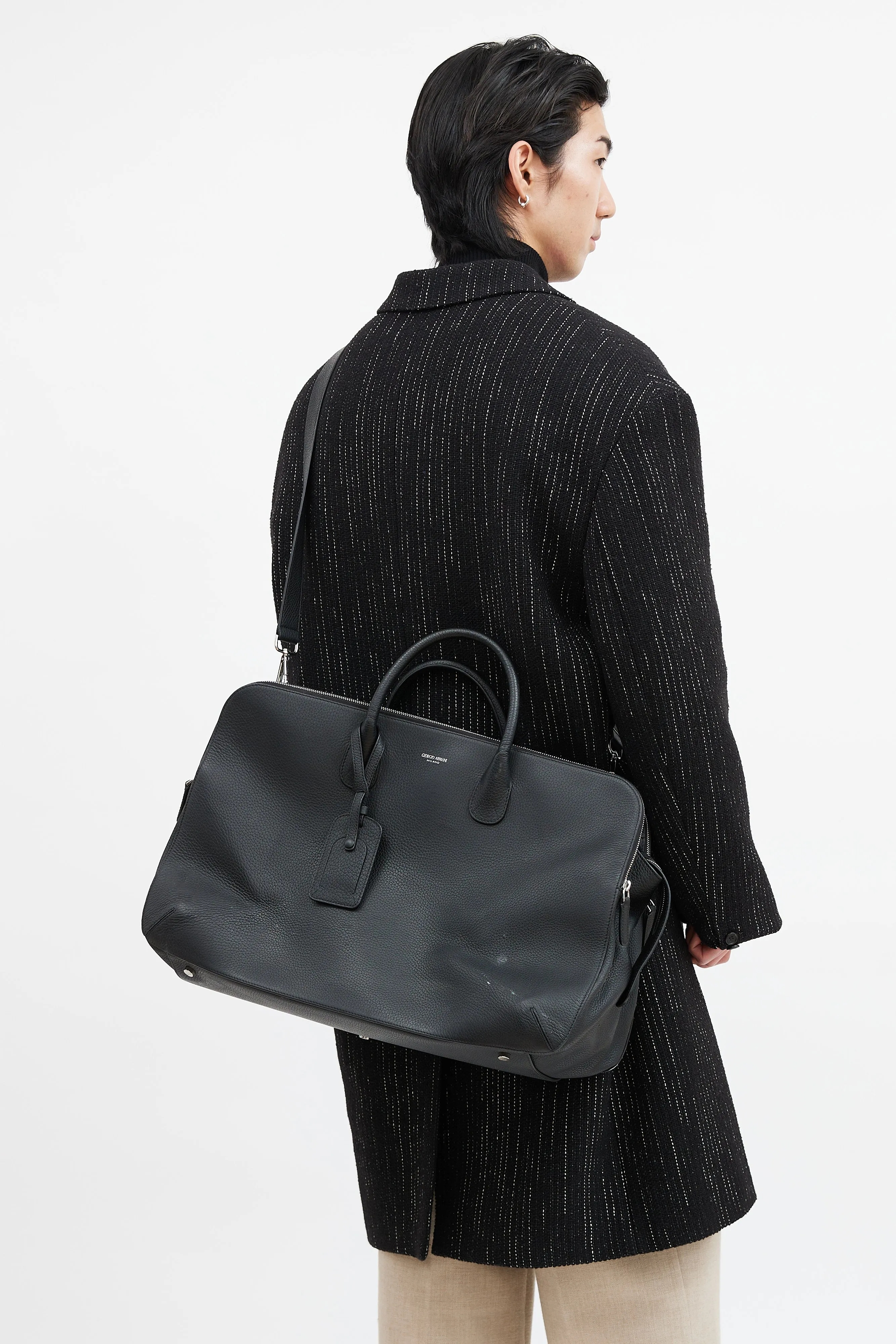 Black Leather Weekender Bag