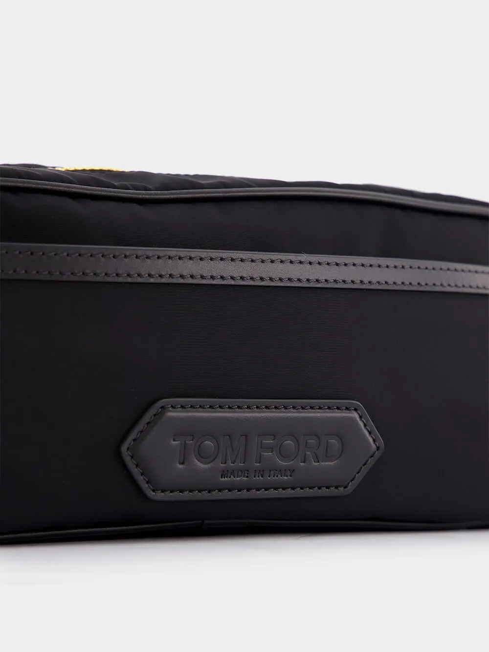 Black Logo-Patch Recycled Nylon Toiletry Bag