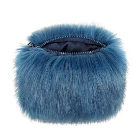 Blue Petrol Faux Fur Coin Purse