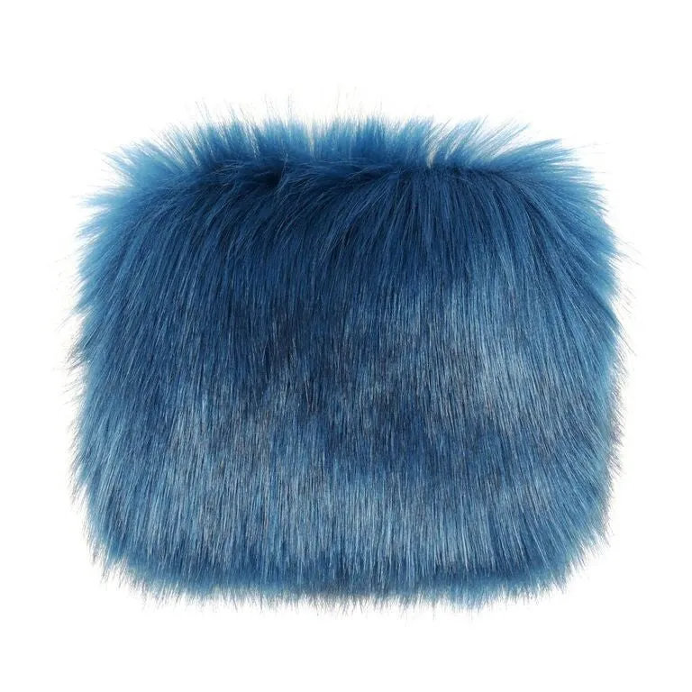 Blue Petrol Faux Fur Coin Purse