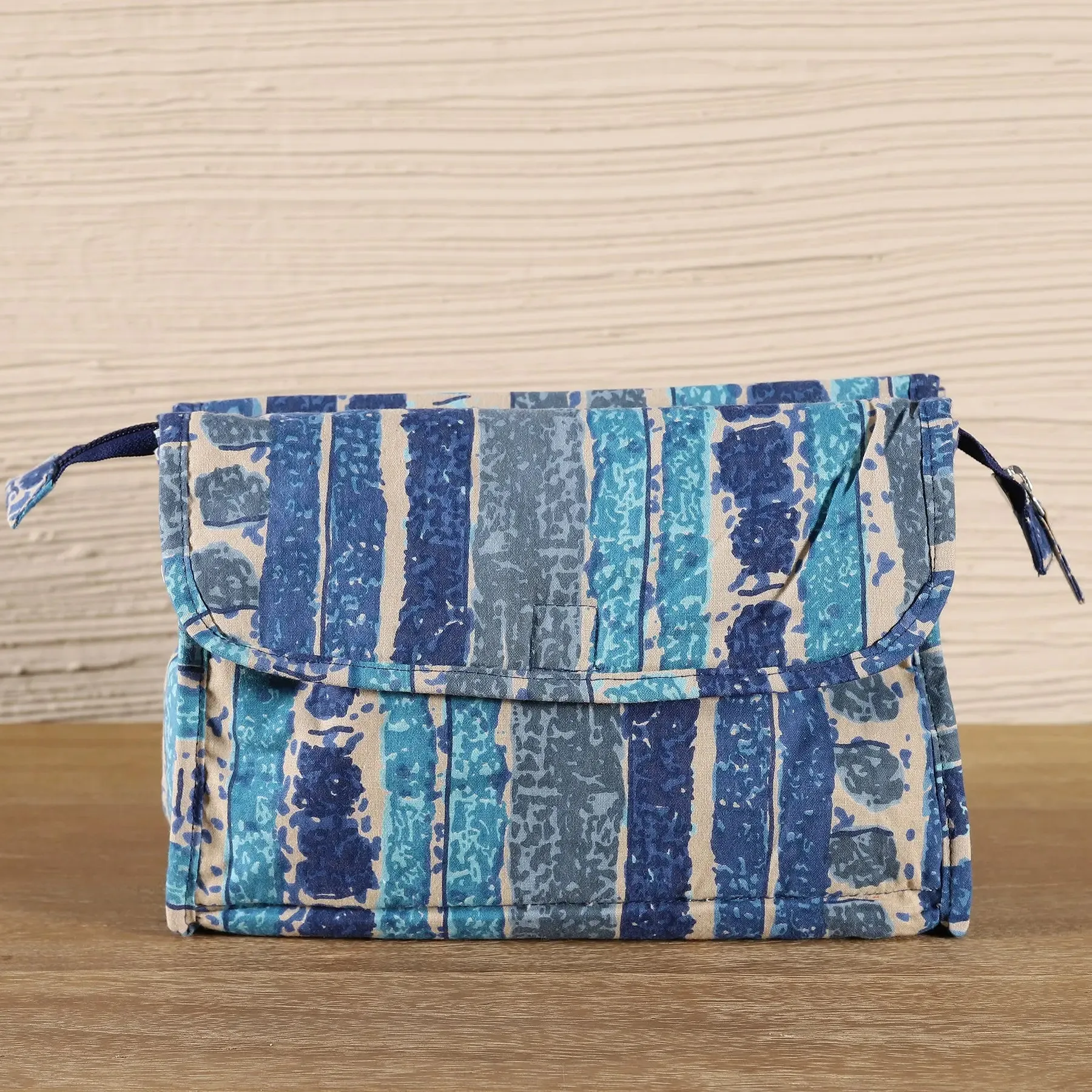 Blue Stripes Cotton Twin Toilet Bag