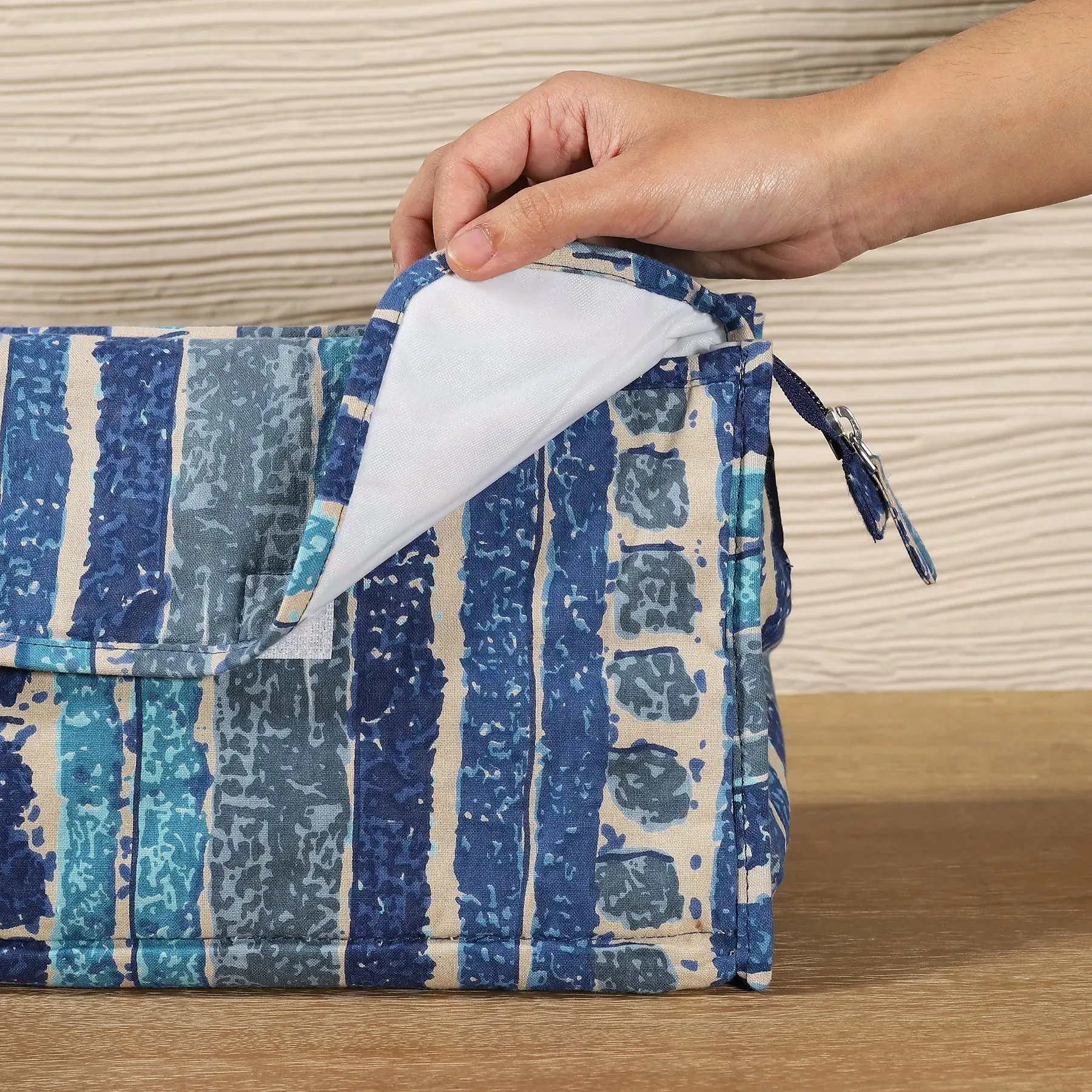 Blue Stripes Cotton Twin Toilet Bag