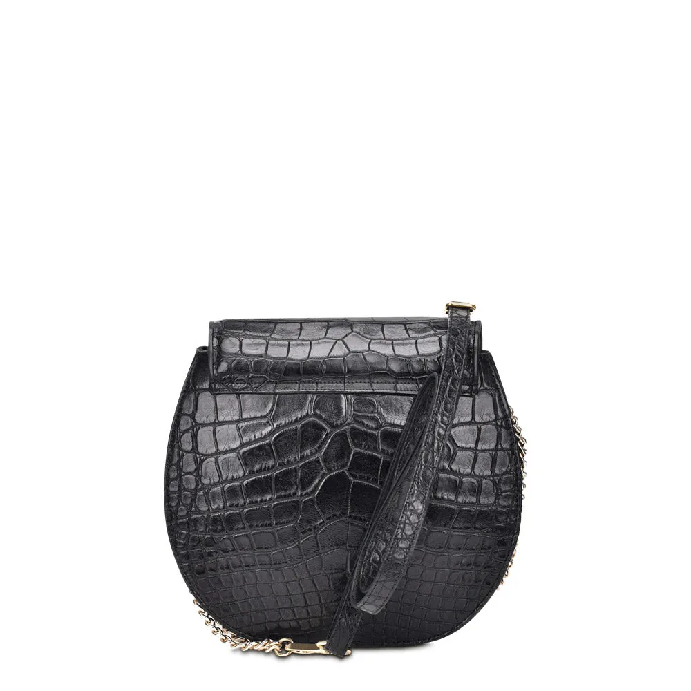 BO422AL - Cuadra black fashion alligator leather ladies purse handbag for women