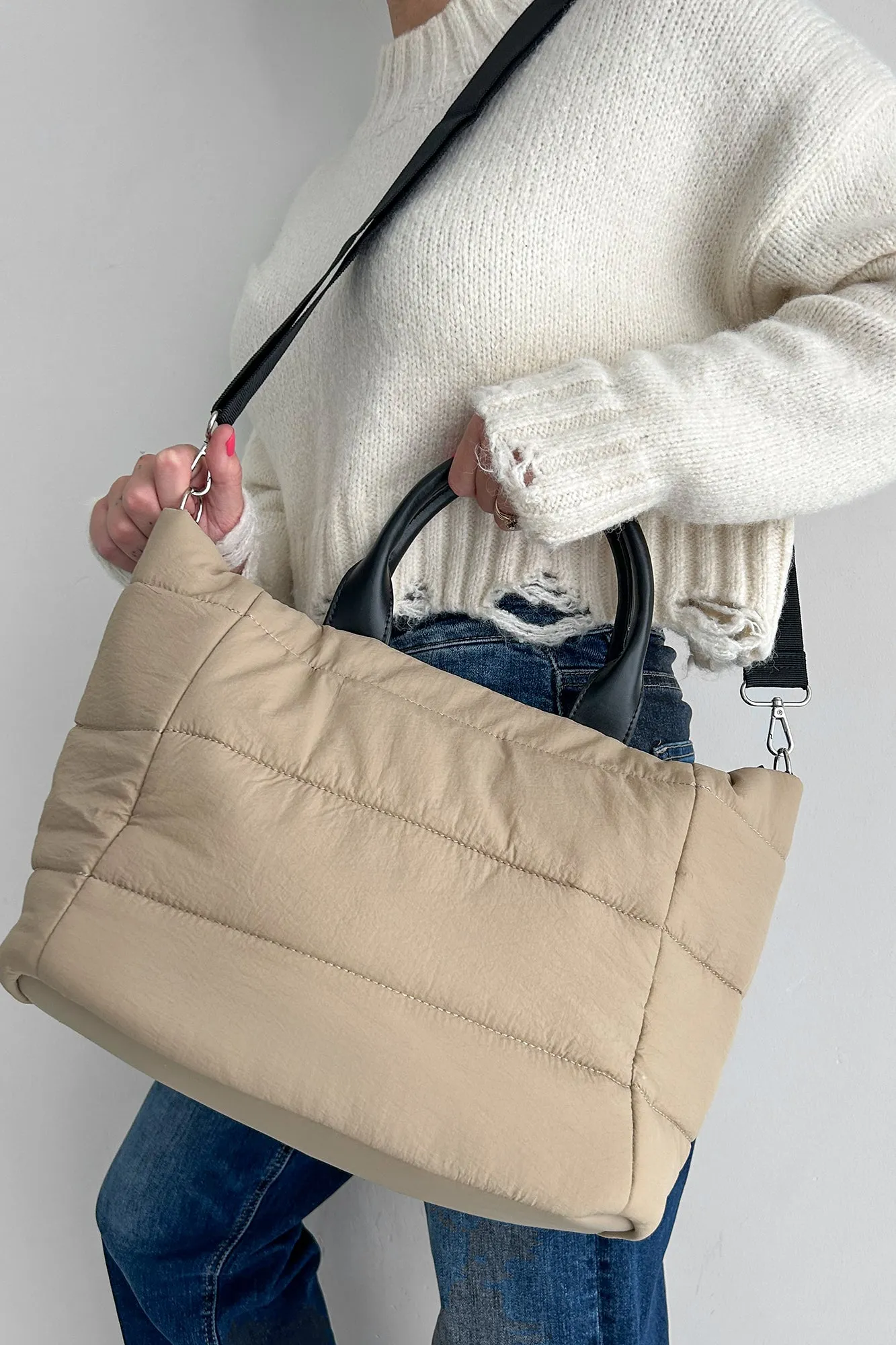 Bringing Everything Nylon Tote Bag (Khaki)