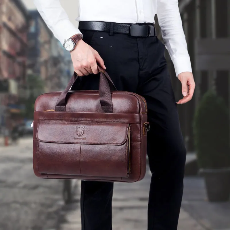 Captain niu cowhide briefcase: a stylish and functional travel partner