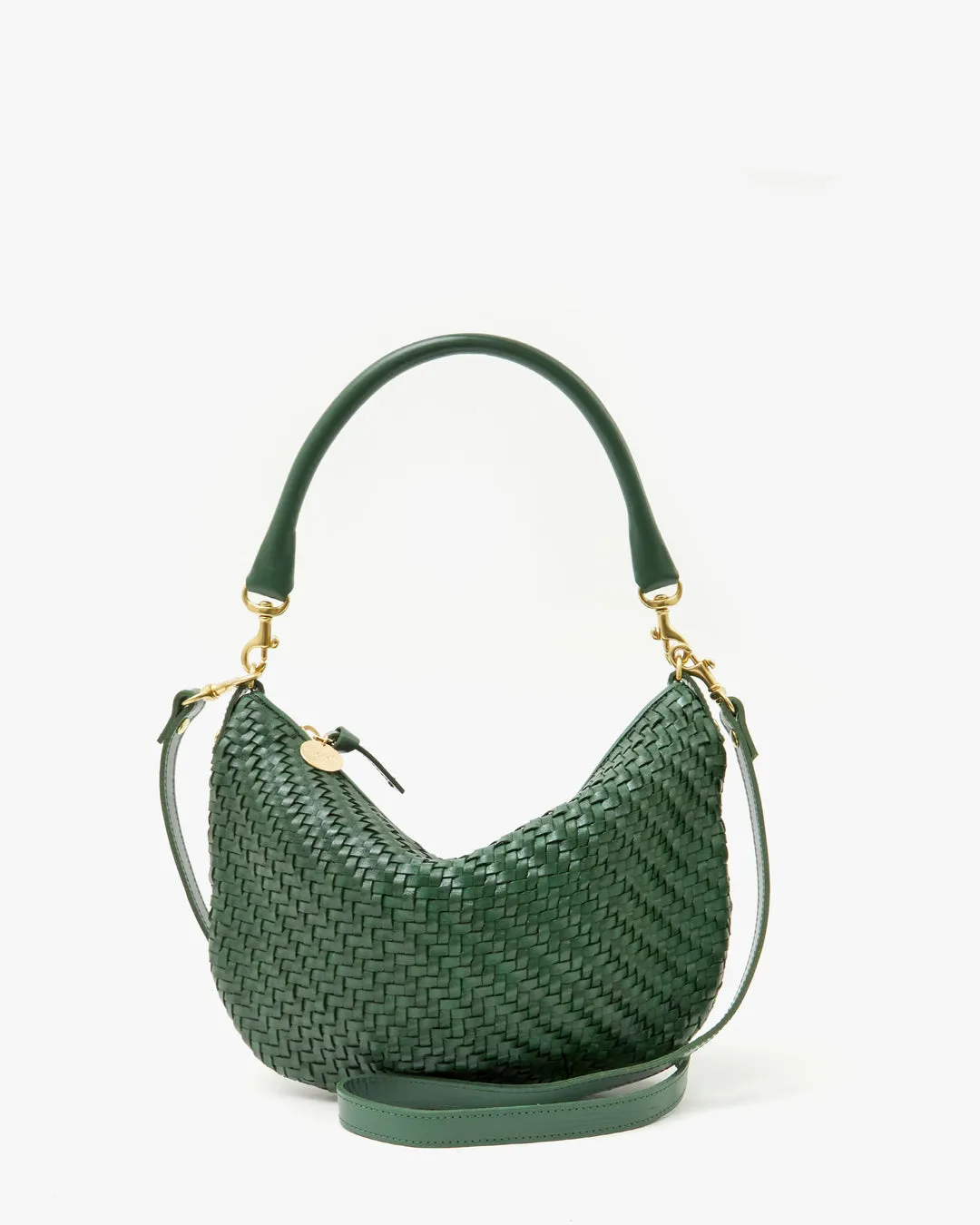 Clare V - Petit Moyen Messenger in Evergreen Woven Zig Zag