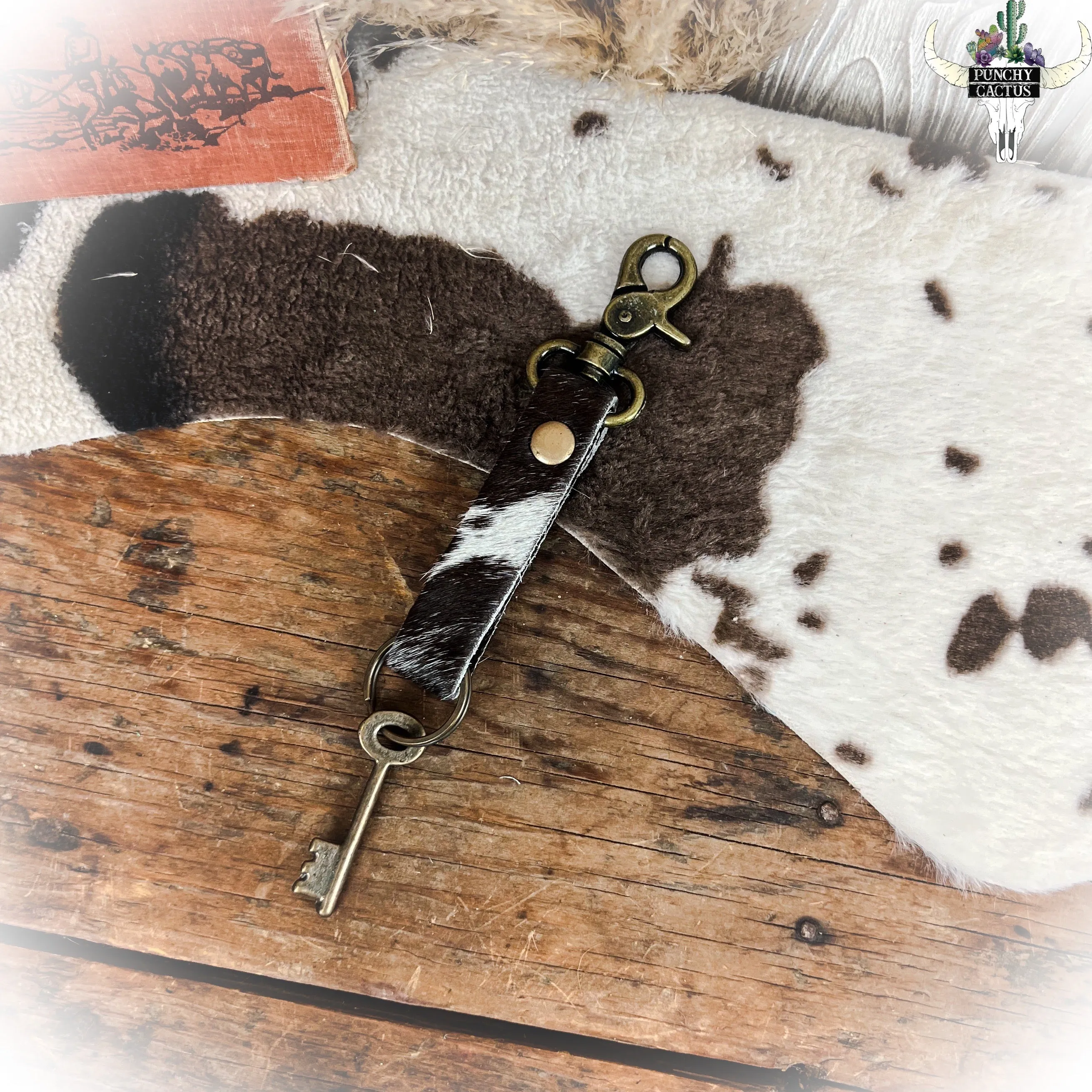 Cowhide Keychain w/ Clip