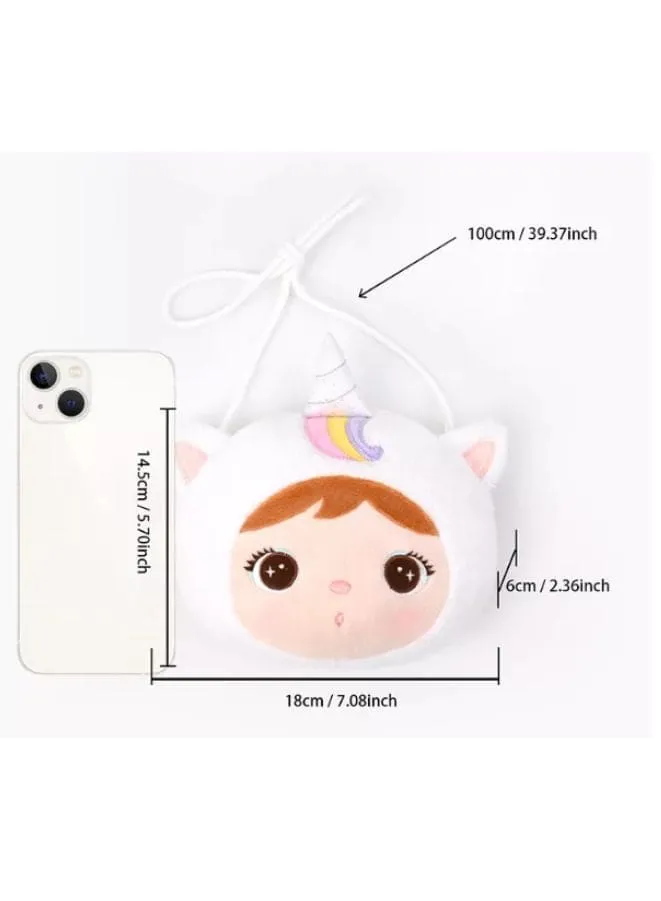 Cute Little Baby Plush Shoulder Bags For Girls, Plush Shoulder Bags with Strap for Kids Coin Purses Cute Princess Handbags Kids, Accessories for Girls, White