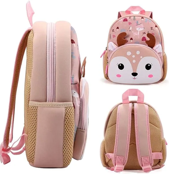 Cute Reindeer Soft Plush Backpack  with Front Pocket for Kids