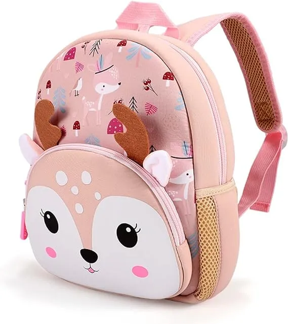 Cute Reindeer Soft Plush Backpack  with Front Pocket for Kids