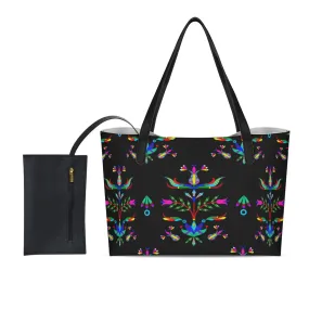 Dakota Damask Black Shopping Tote Bag With Black Mini Purse