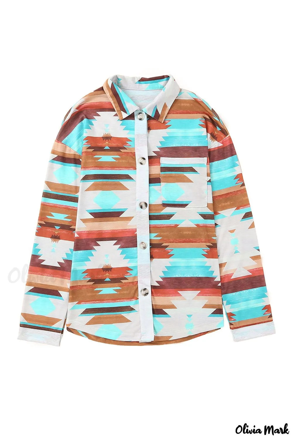 Deanwangkt - Multicolor Aztec Print Long Sleeve Shirt With Button Chest Pocket