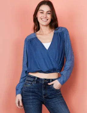 Denim Cross-Front Shirt