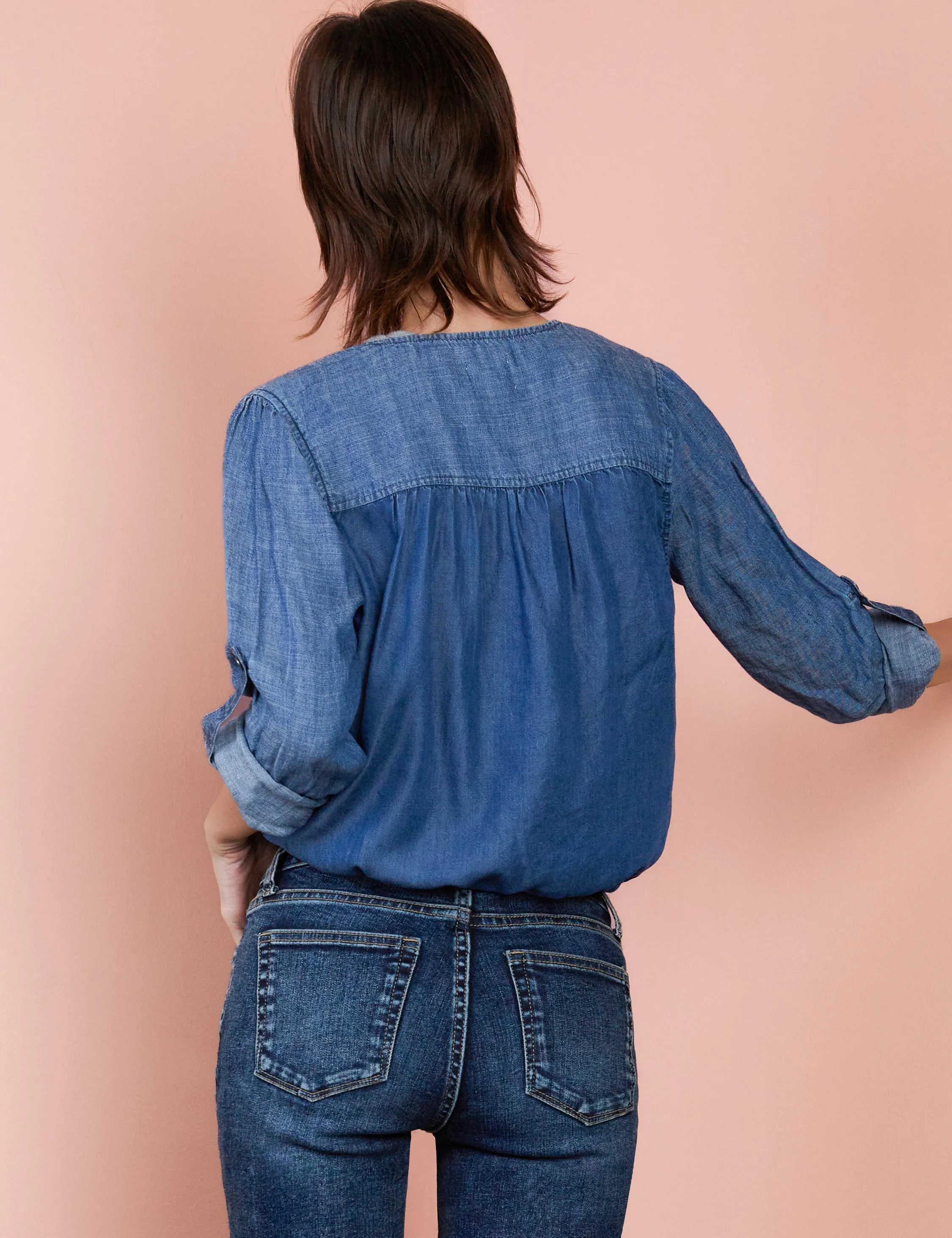 Denim Cross-Front Shirt