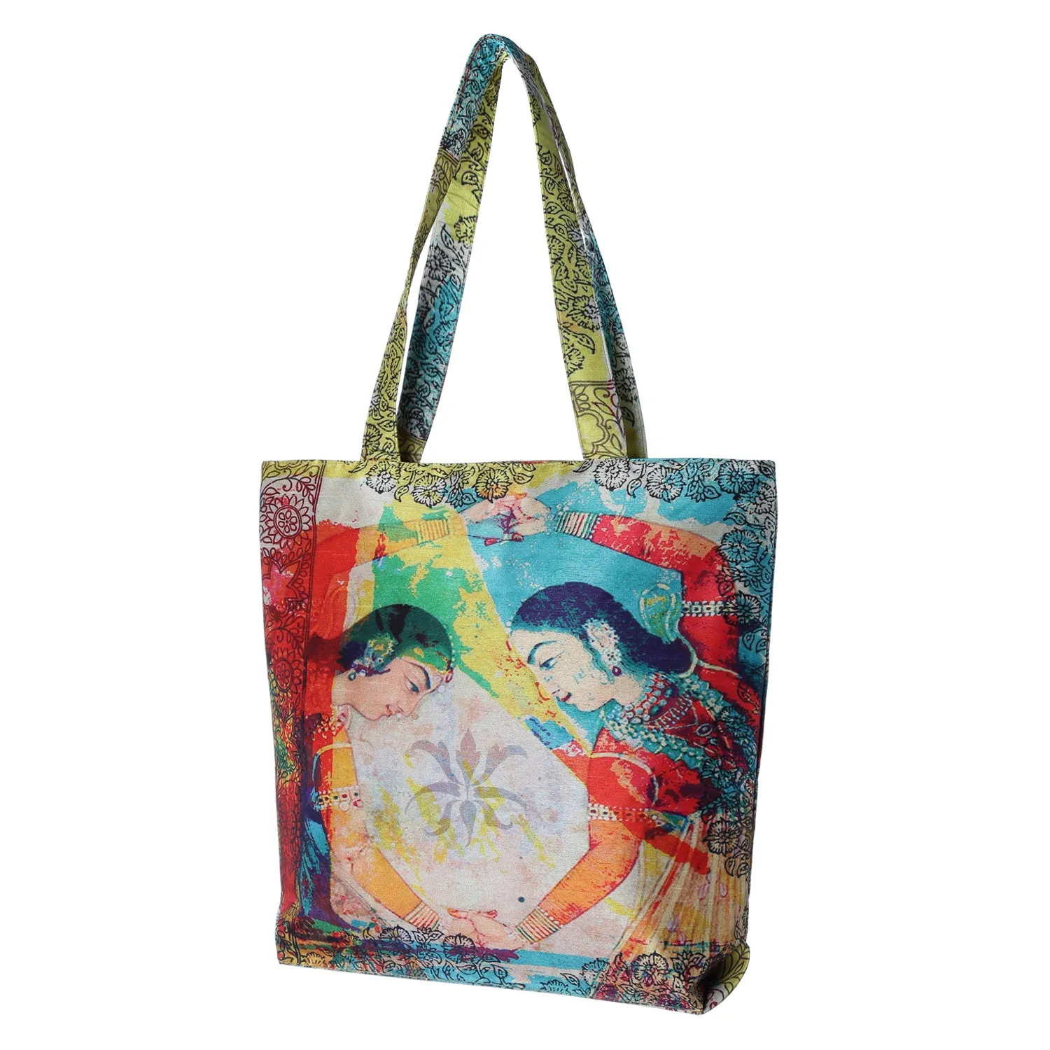 Digital Print Tote Fashion Bag Multipurpose Shopping Hand Bag,Waterproof Faux Silk and Polysatin Lining,16X14X4 Inch,Dancing Lady