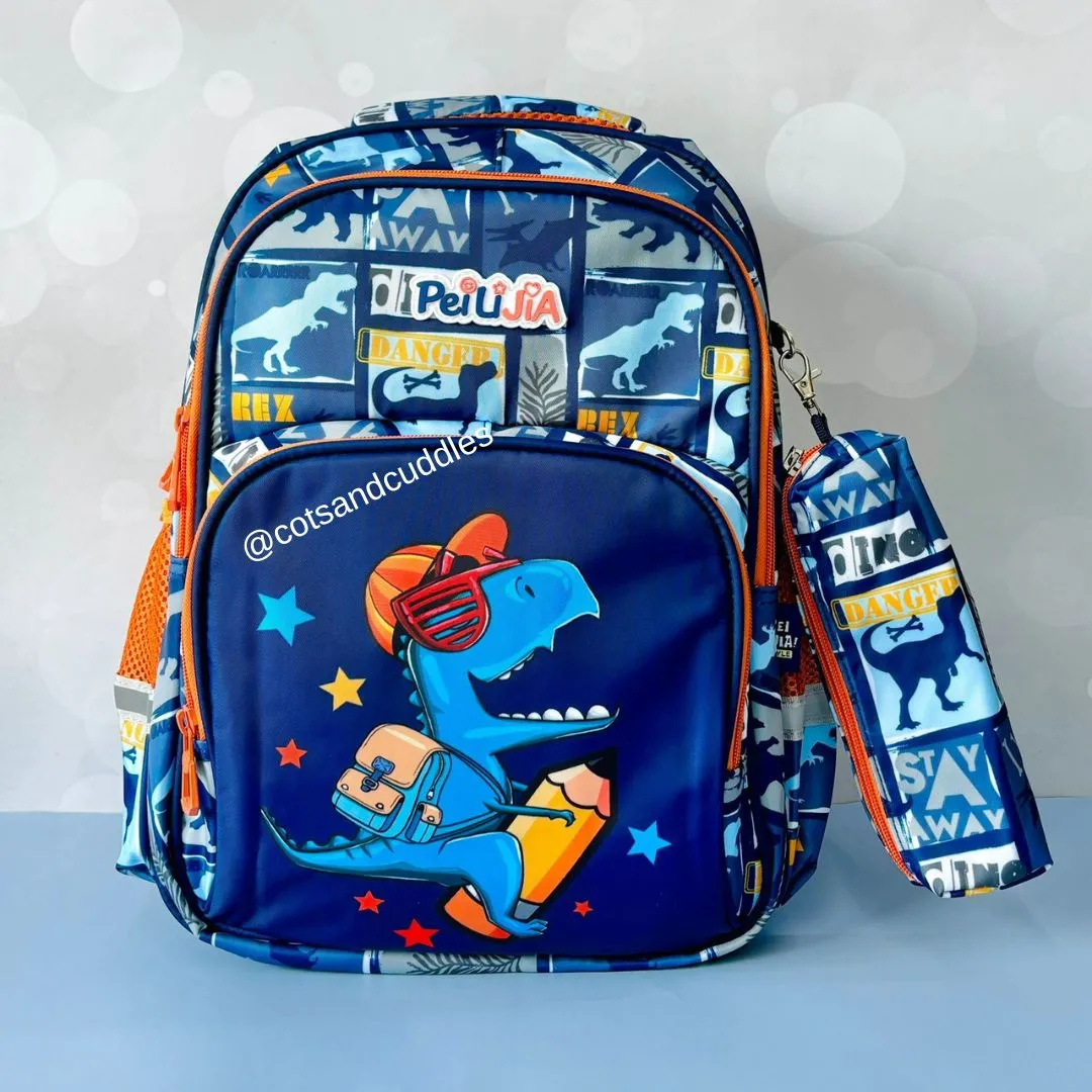 Dinosaur Design Backpack with pouch for Kids