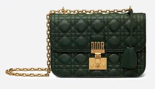 Dioraddict Flap Bag In Cannage Lambskin Leather, Green